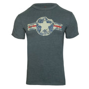 Camiseta azul VAGE con estampado vintage ARMY AIR CORP en el pecho