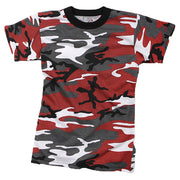 Camiseta infantil Red Camo con patrón de camuflaje, 60% algodón y 40% poliéster
