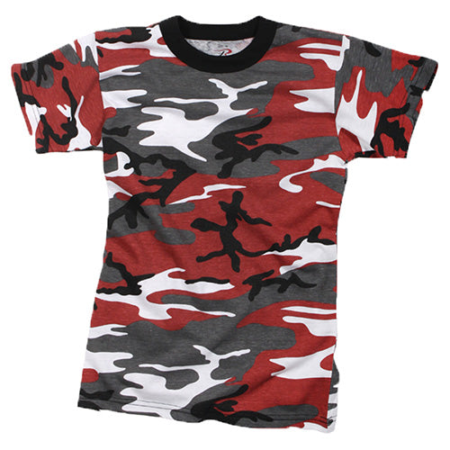 Camiseta infantil Red Camo con patrón de camuflaje, 60% algodón y 40% poliéster