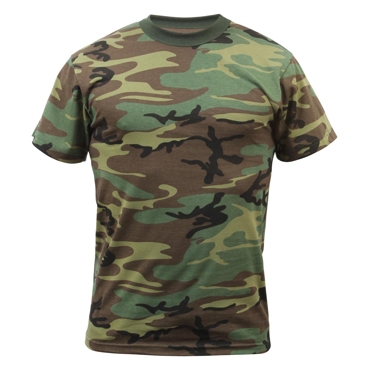 Camiseta infantil camuflaje Woodland 60% algodón 40% poliéster