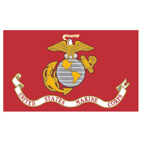 Bandera con el emblema U.S. Marine Corps, 90x150 cm, 100% poliéster, con dos ojales metálicos para colgar