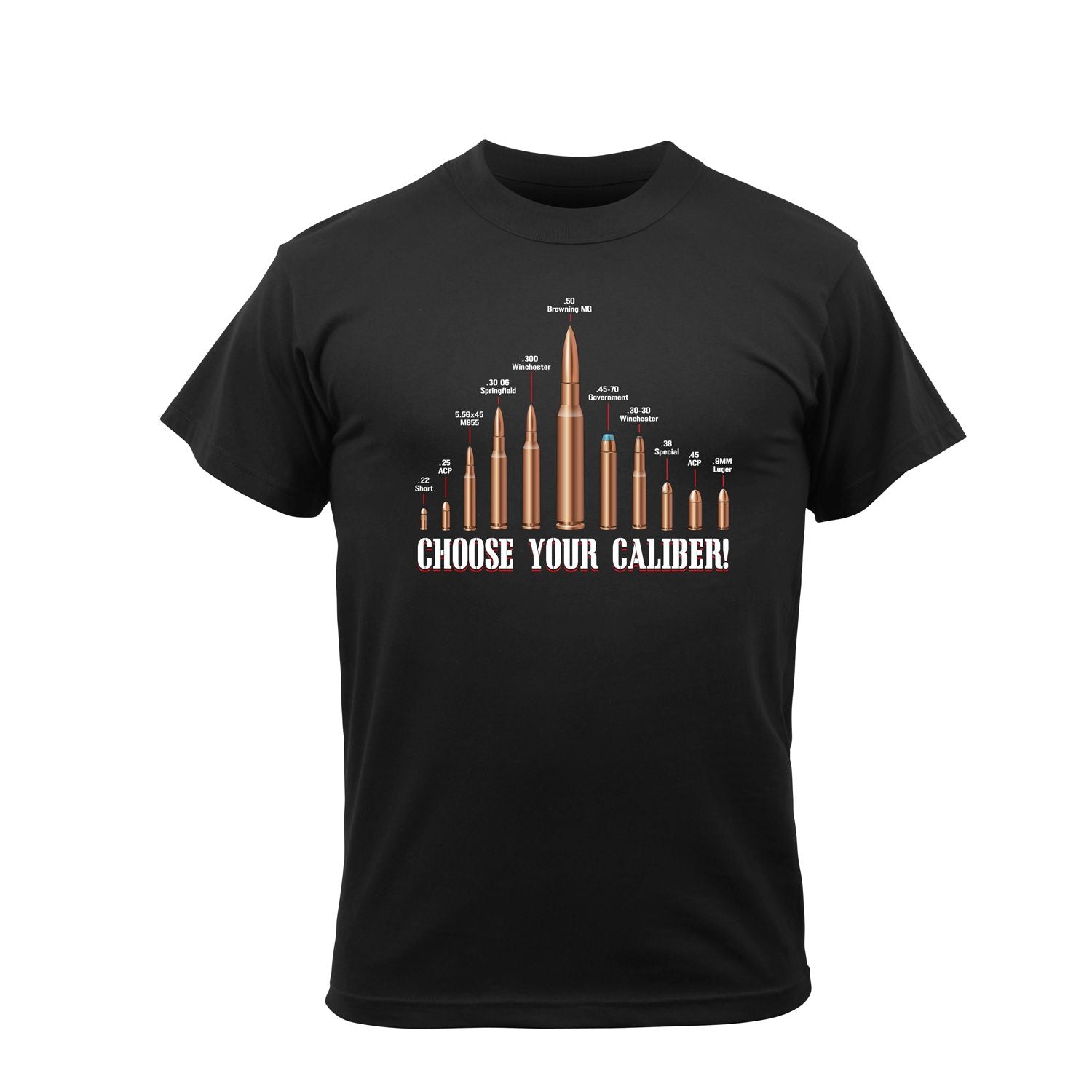 Camiseta negra VAGE con estampado 'Choose Your Caiber' vista frontal