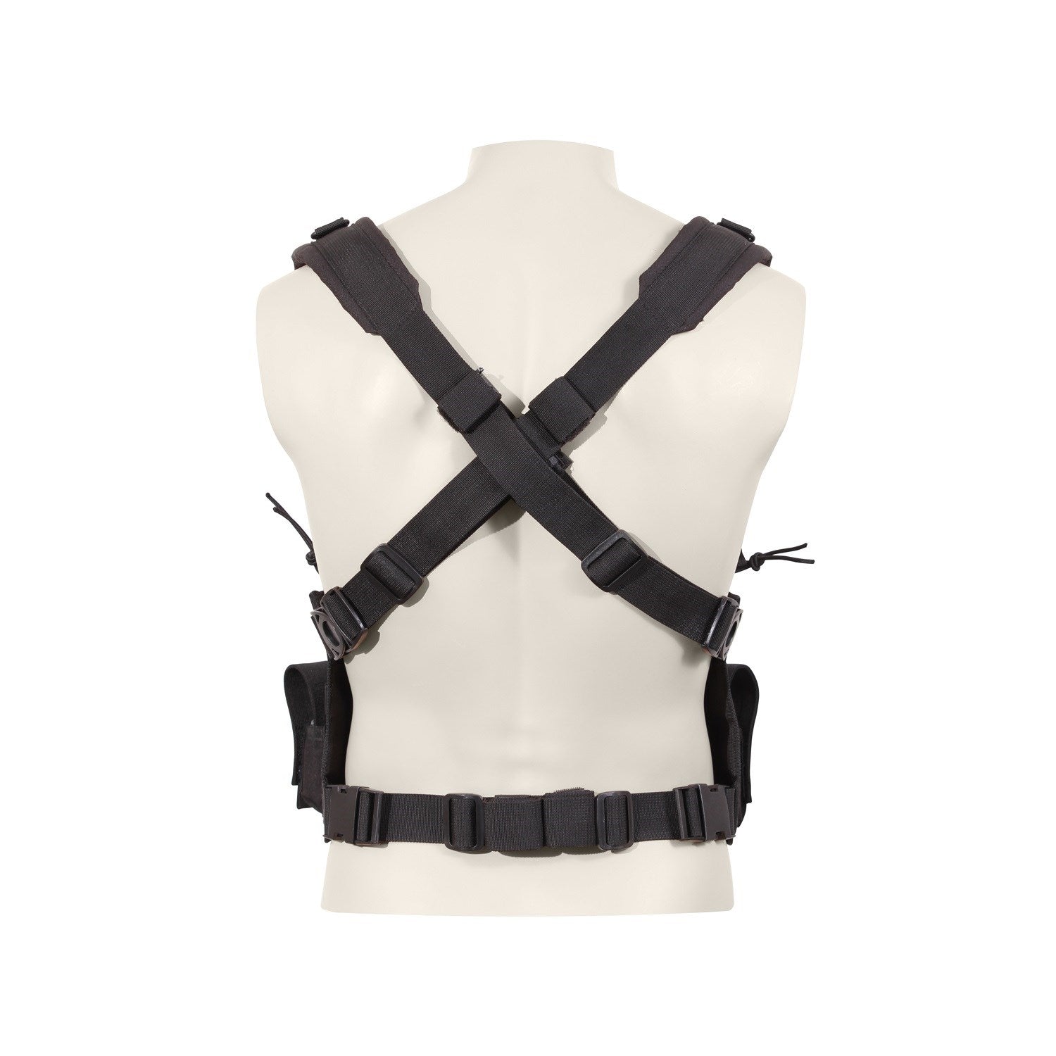 Chaleco táctico Operators Chest Rig negro en poliéster 600D visto frontal