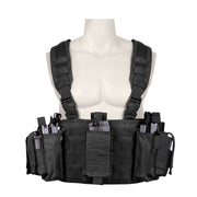 Chaleco táctico Operators Chest Rig negro en poliéster 600D visto frontal