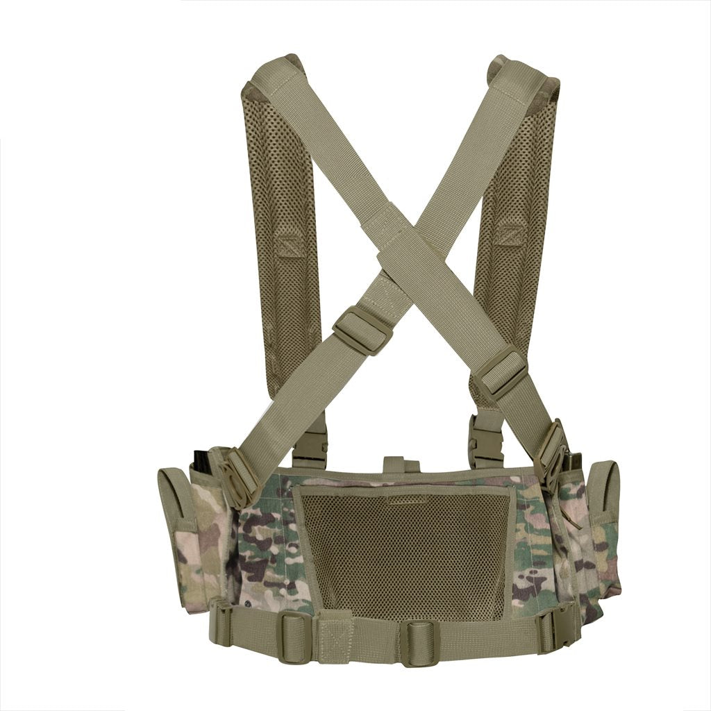 Chaleco táctico Operators Chest Rig en poliéster 600D con fundas para 3 cargadores grandes y 3 pequeños, sistema MOLLE