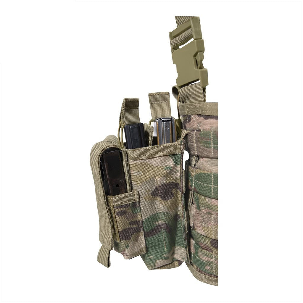 Chaleco táctico Operators Chest Rig en poliéster 600D con fundas para 3 cargadores grandes y 3 pequeños, sistema MOLLE