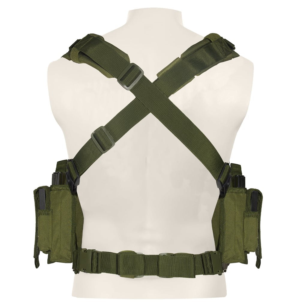Chaleco táctico Operators Chest Rig negro en poliéster 600D visto frontal