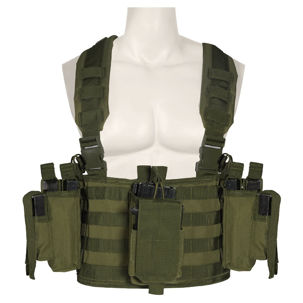 Chaleco táctico Operators Chest Rig negro en poliéster 600D visto frontal