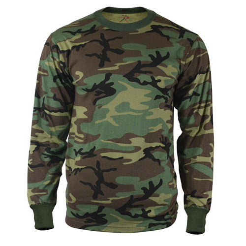 Camiseta de manga larga Woodland Rothco en patrón camuflaje