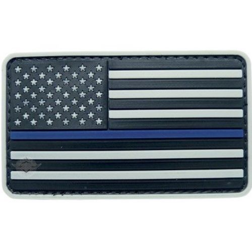 Parche bandera USA con franja azul, plástico flexible y velcro, aprox. 83 x 50 mm