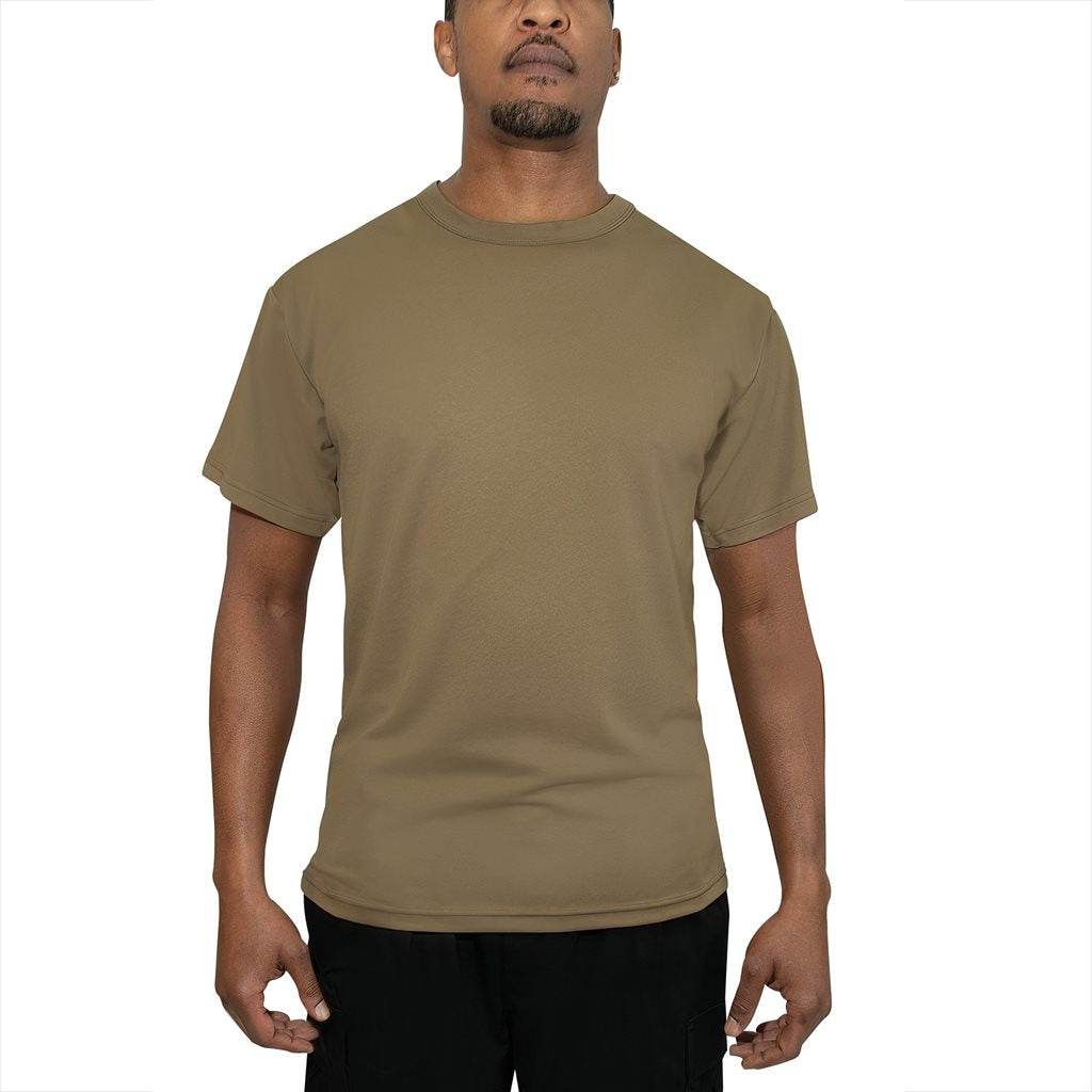 Camiseta funcional Quick Dry marrón, secado rápido, 100% poliéster
