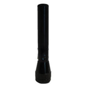 Linterna de aluminio negra alimentada por 2 pilas D, longitud aprox. 26 cm