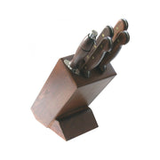 Set LUX PROFI: 4 cuchillos con bloque de madera marrón y afilador