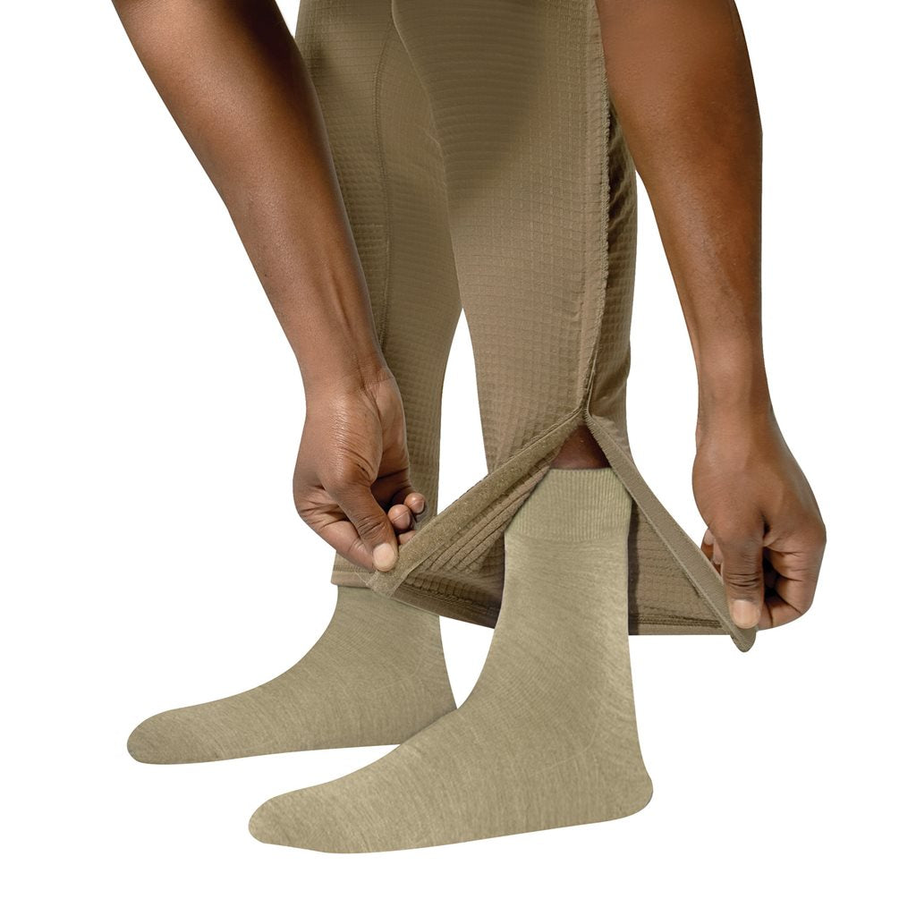 Pantalones termicos ECWCS Gen. III BREAKAWAY color arena con cierre lateral de velcro a toda la pernera