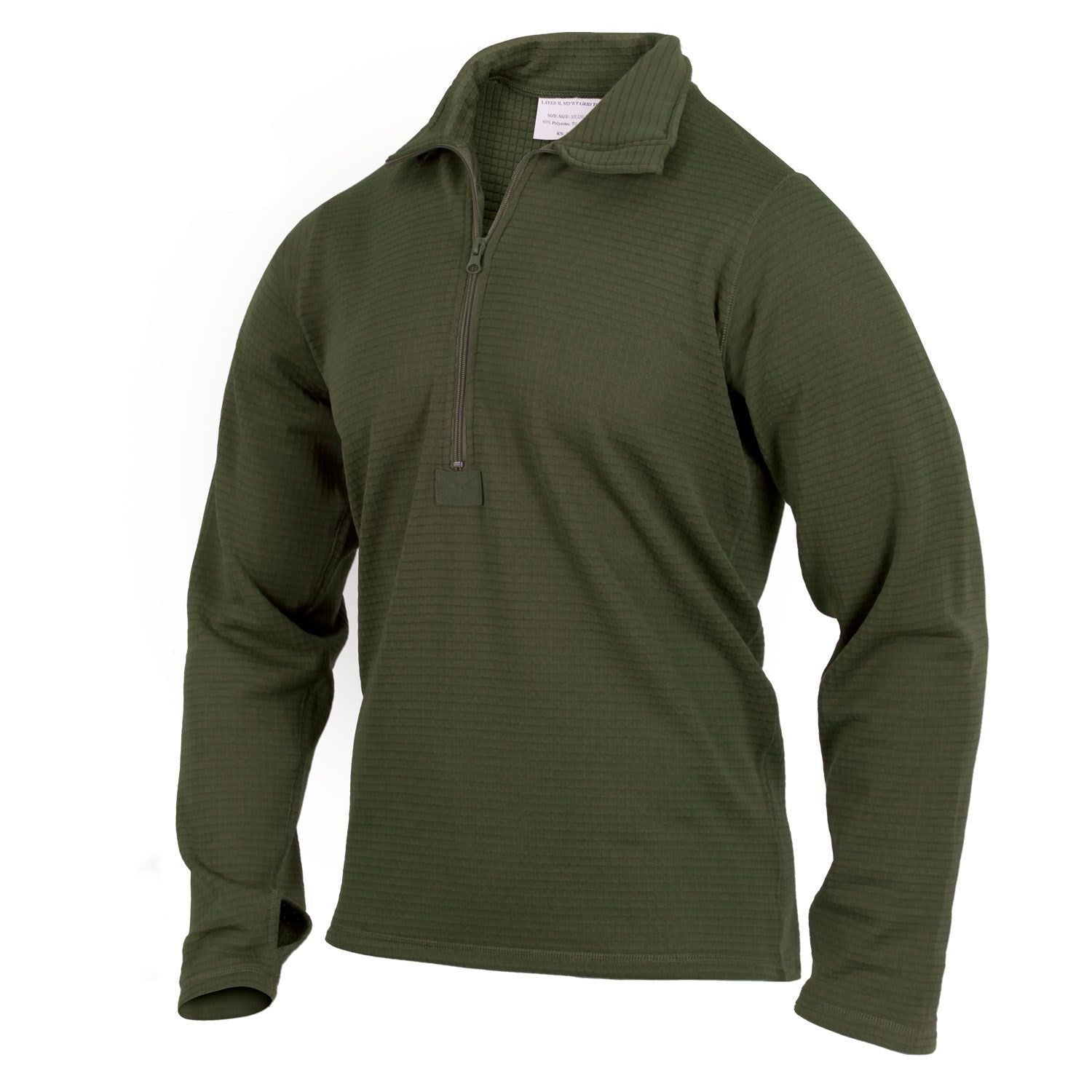 Camiseta térmica LEVEL II 3GEN verde - prenda térmica ECWCS Generation III, capa 2, tejido transpirable de microceldas
