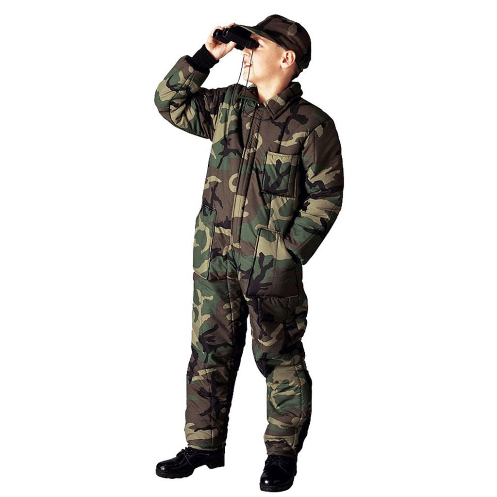 Mono infantil acolchado con estampado Woodland, cremalleras y 3 bolsillos exteriores