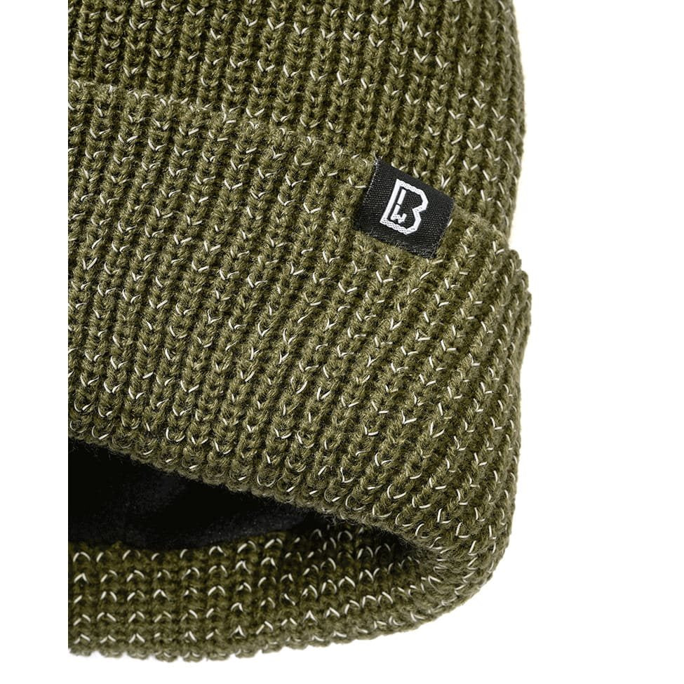 Gorro tejido reflectante verde, gorro de invierno con material reflectante