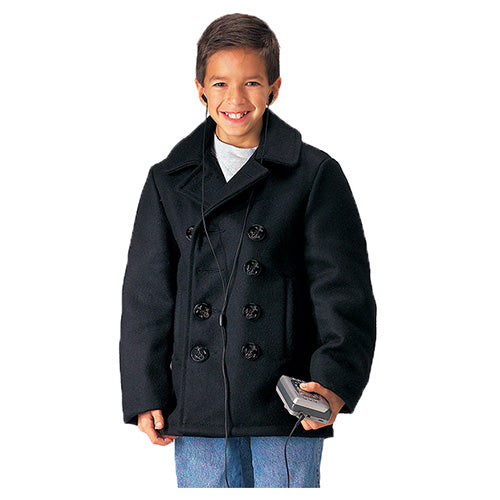 Abrigo marinero infantil negro Pea Coat de lana Rothco, estilo clásico para niños