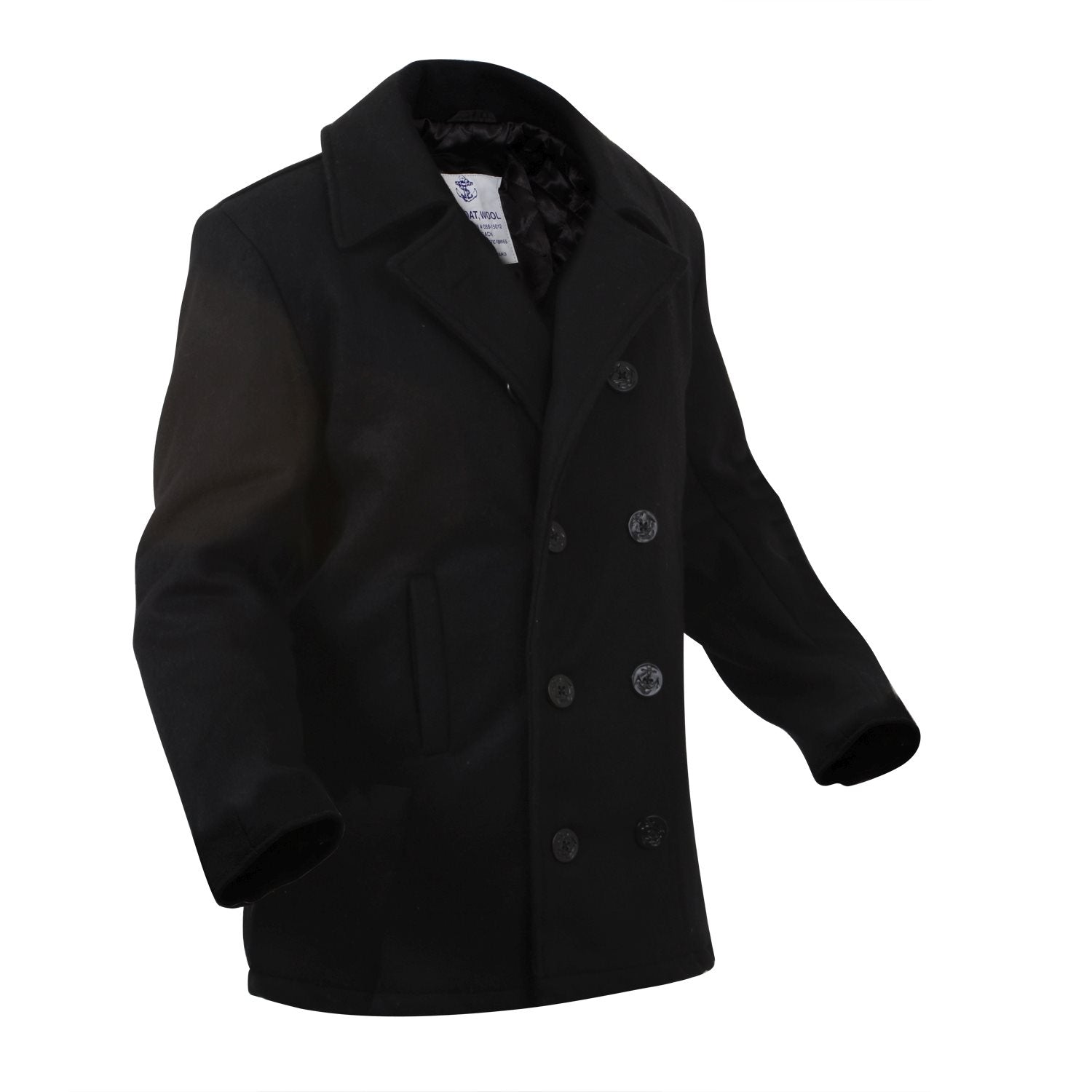 Abrigo US NAVY Ultra Force negro, doble botonadura, dos bolsillos exteriores y un bolsillo interior