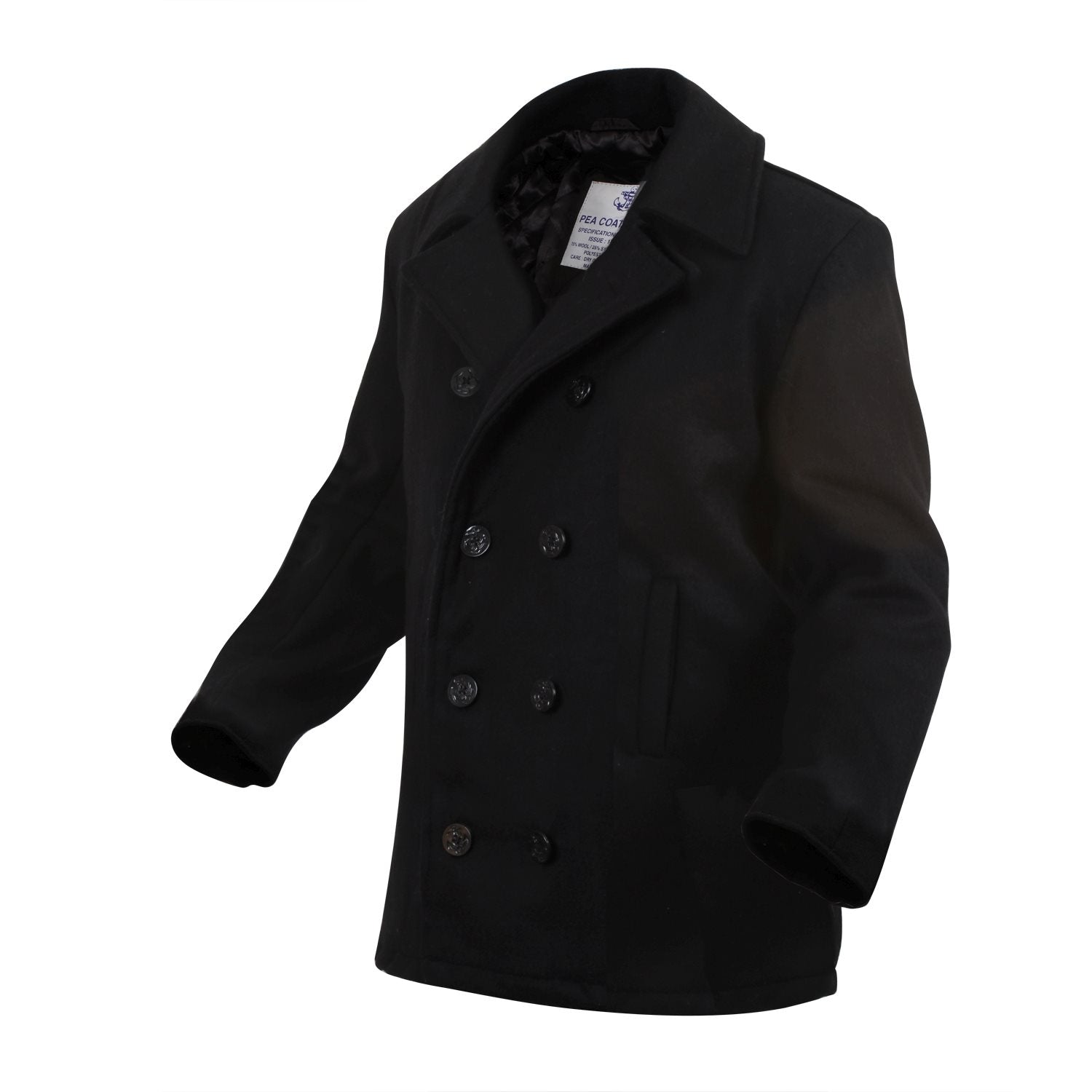 Abrigo US NAVY Ultra Force negro, doble botonadura, dos bolsillos exteriores y un bolsillo interior