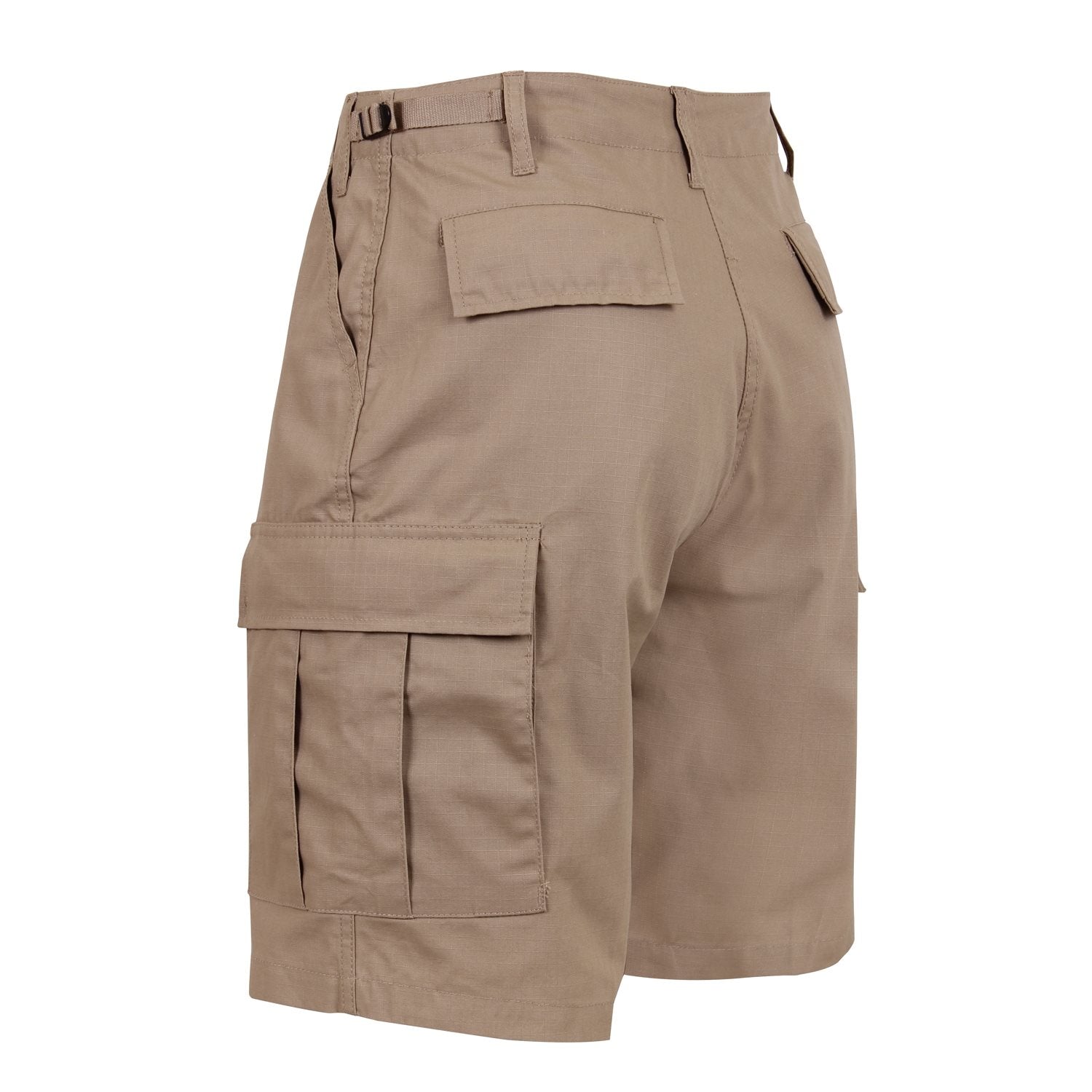 Pantalones cortos BDU rip-stop khaki con 6 bolsillos y cierre de botones