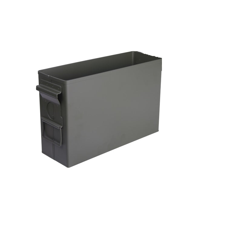 Caja metálica de munición CAL.30 usada sin tapa, aprox. 250 x 90 x 165 mm