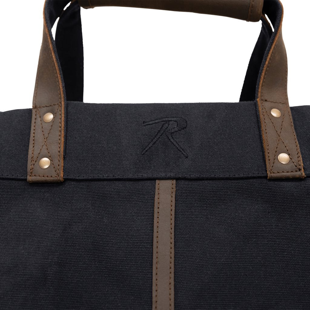 Bolsa BACKWOODS de lona negra para transportar leña con estructura parcialmente abierta