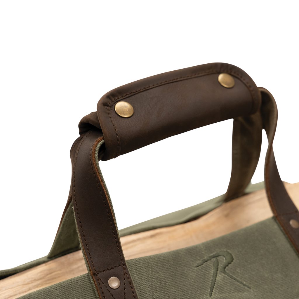 Bolsa BACKWOODS de lona negra para transportar leña con estructura parcialmente abierta