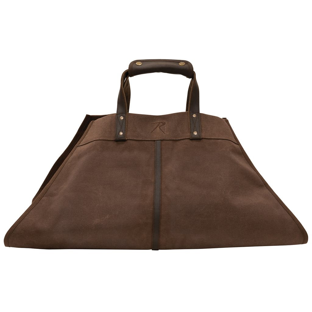 Bolsa BACKWOODS de lona negra para transportar leña con estructura parcialmente abierta