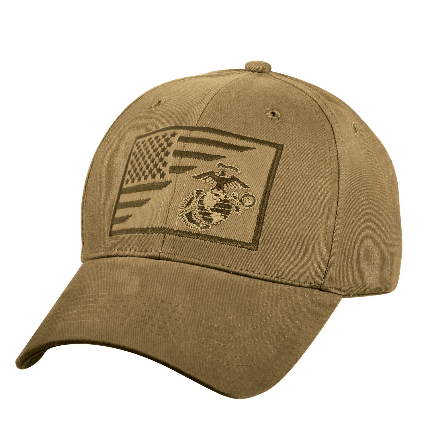 Gorra verde con bordado del emblema USMC y bandera de EE. UU.