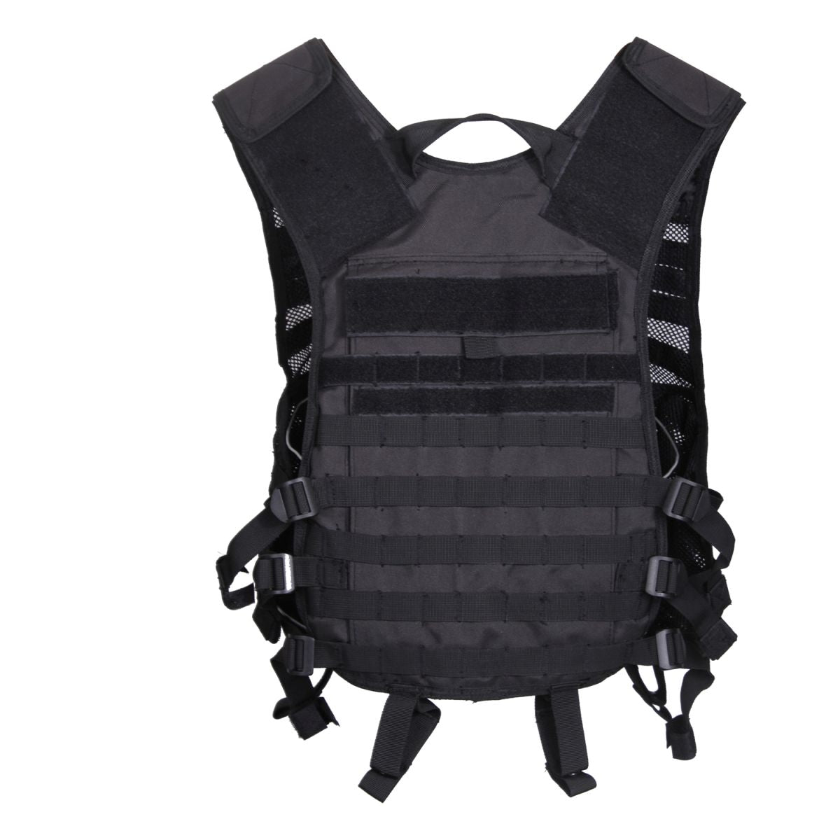Chaleco táctico LIGHTWEIGHT MOLLE Utility negro con paneles de velcro y bolsillo para hidratación