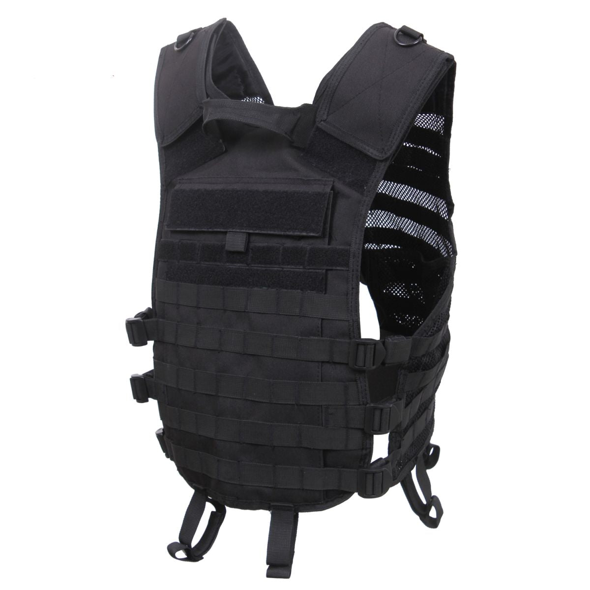 Chaleco táctico LIGHTWEIGHT MOLLE Utility negro con paneles de velcro y bolsillo para hidratación