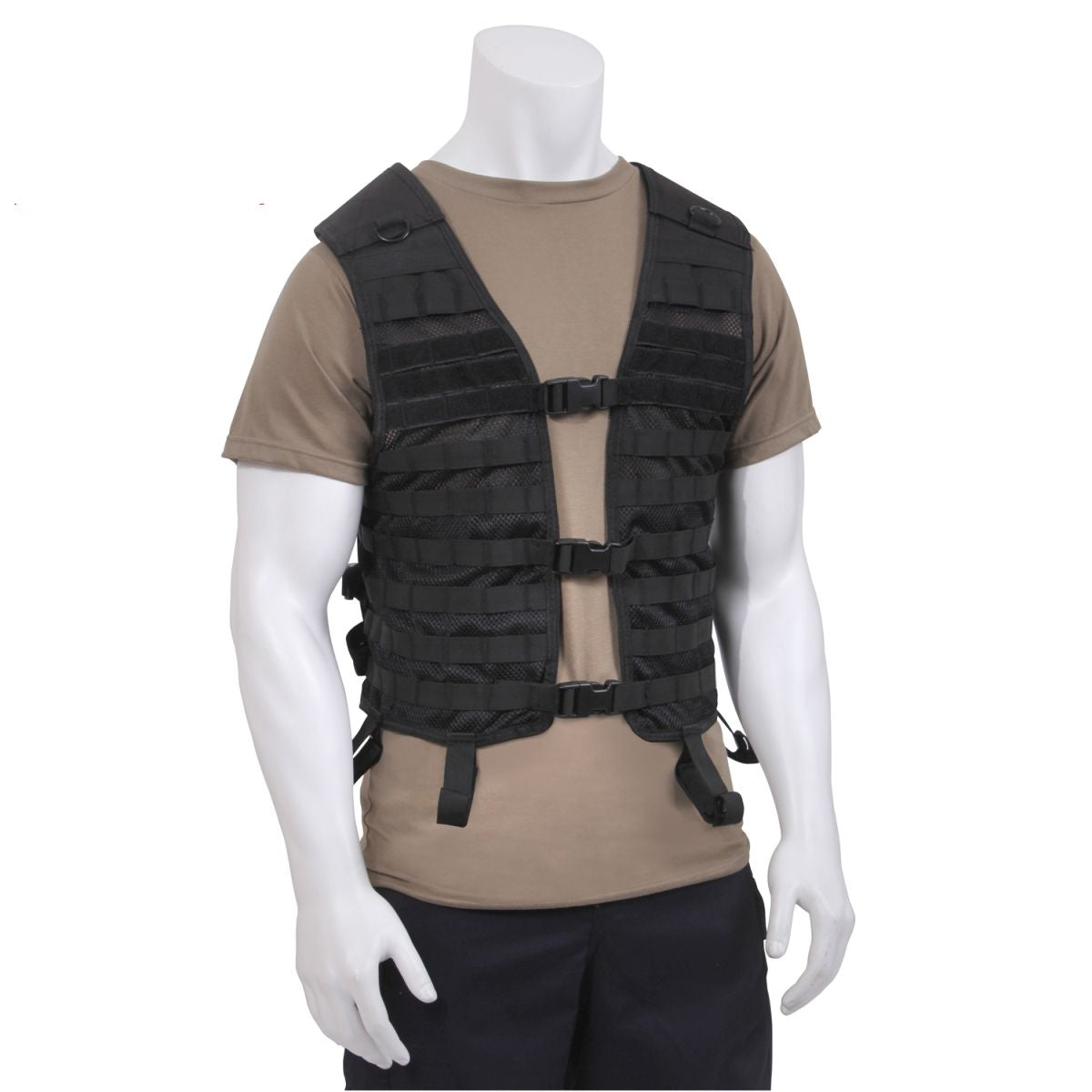 Chaleco táctico LIGHTWEIGHT MOLLE Utility negro con paneles de velcro y bolsillo para hidratación