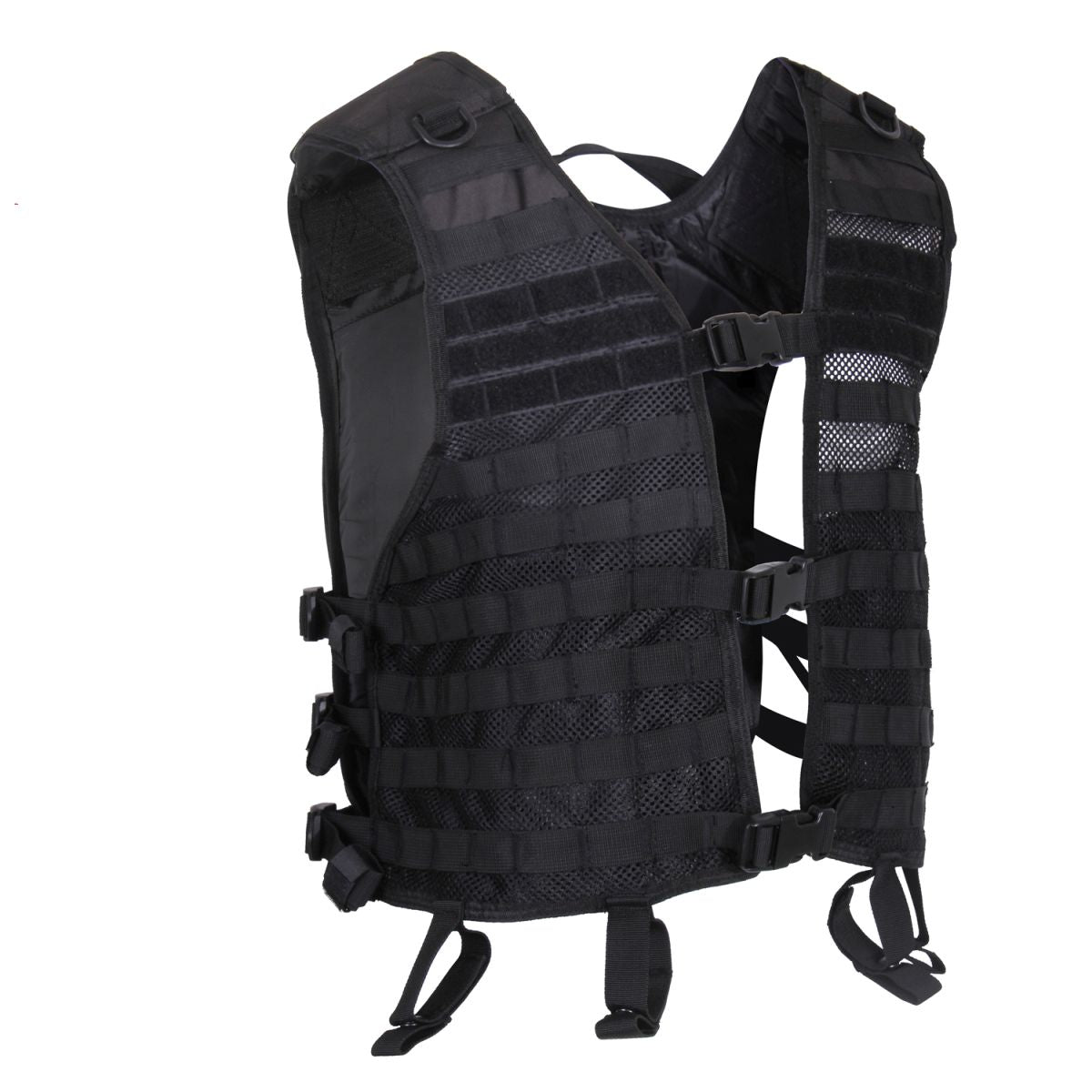 Chaleco táctico LIGHTWEIGHT MOLLE Utility negro con paneles de velcro y bolsillo para hidratación