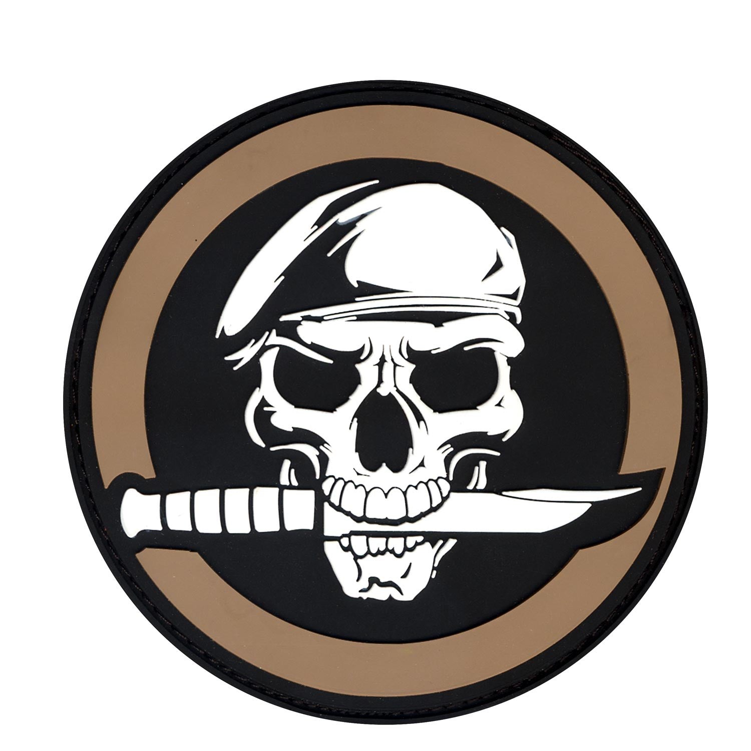 Parche MILITARY SKULL WITH KNIFE velcro coyote 7 cm