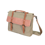 Bolso bandolera suizo con detalles de cuero y cremallera metálica, dividido con separador acolchado, peso 1205 g