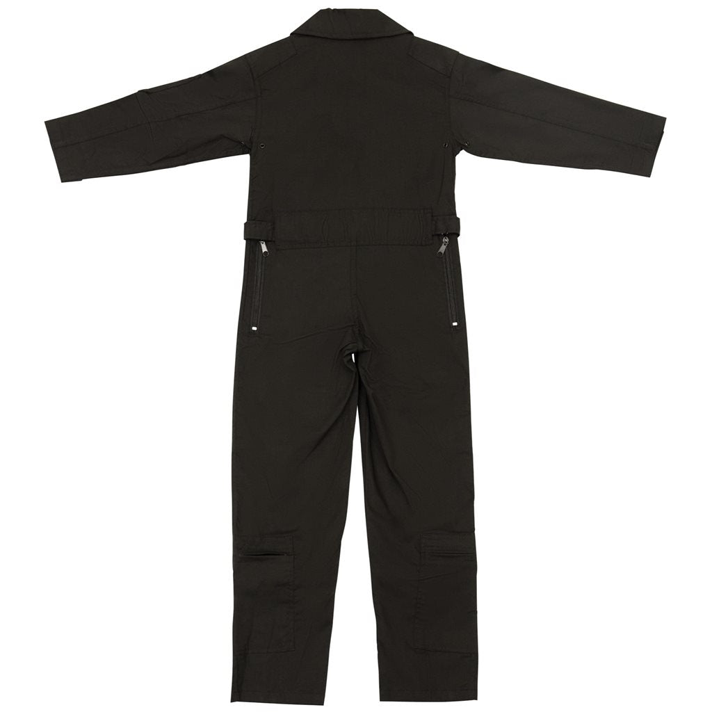 Mono infantil negro estilo US Air Force con multiples bolsillos y cremalleras