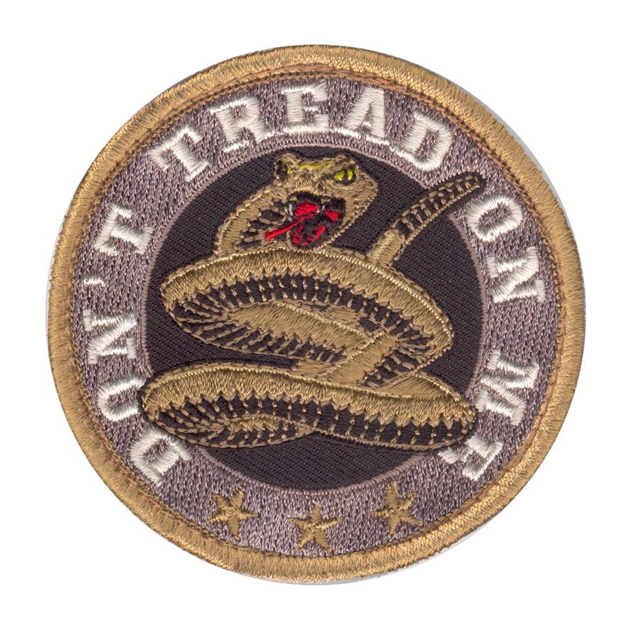 Parche velcro 'Don't Tread on Me' bordado circular con serpiente 7,5 cm