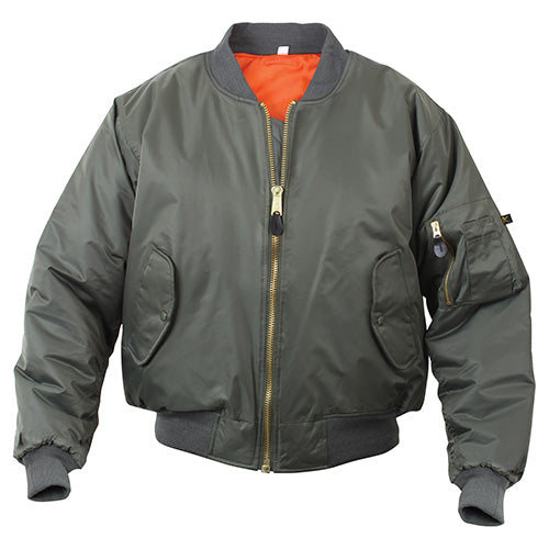 Chaqueta bomber ULTRA FORCE MA-1 Flight Sage verde, reversible con forro naranja