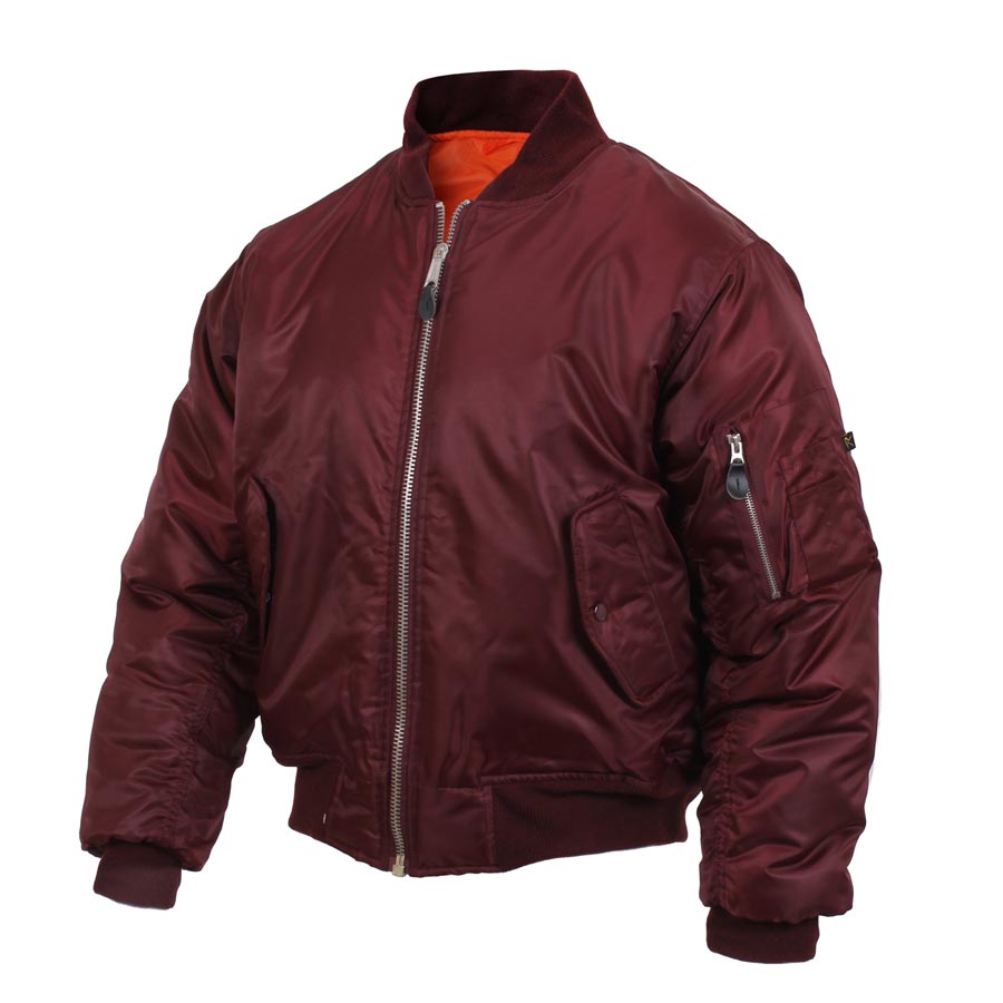 Chaqueta Ultra Force MA-1 Flight Maroon, bomber reversible con bolsillo en la manga