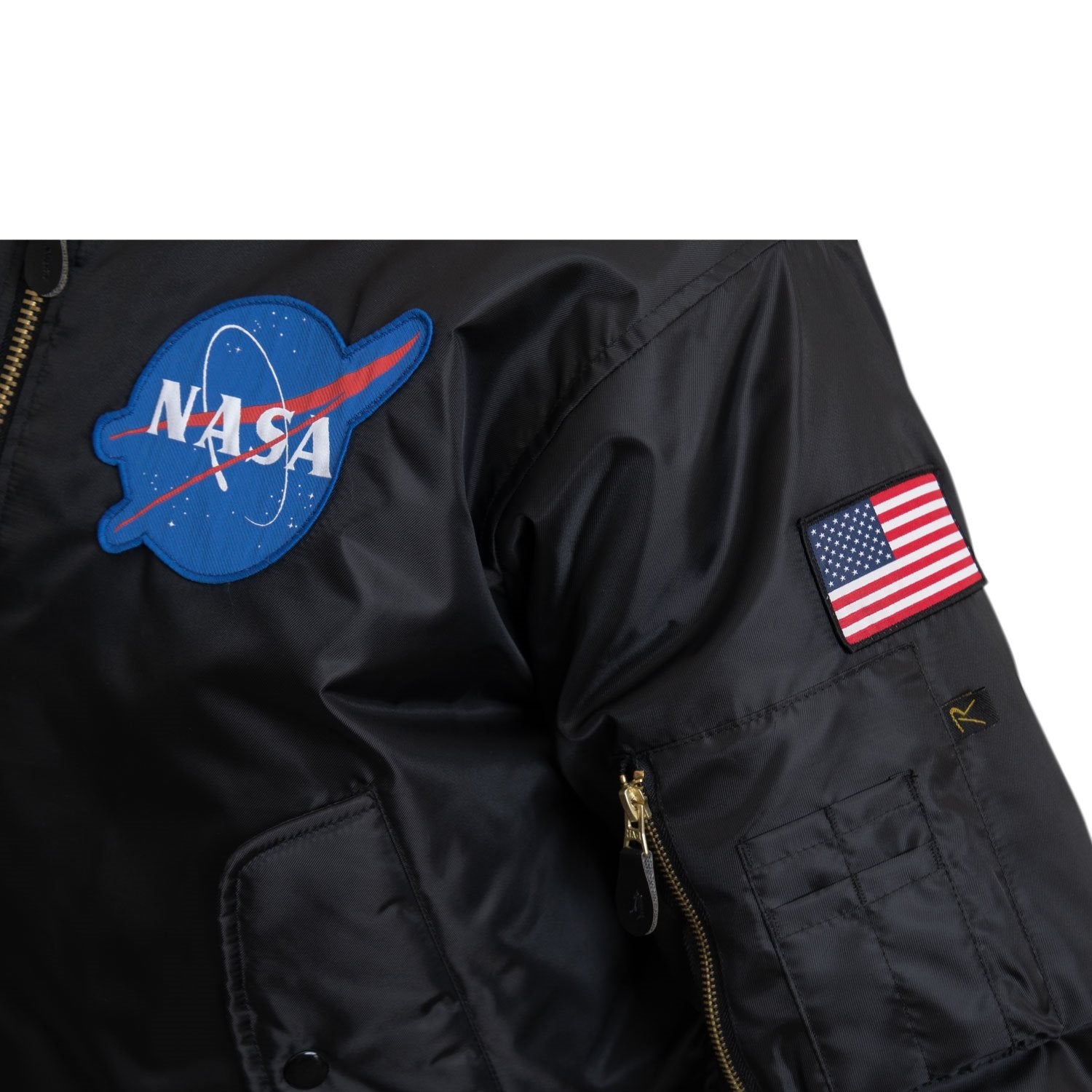 Chaqueta MA-1 Flight NASA negra reversible de nylon con forro naranja
