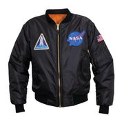 Chaqueta MA-1 Flight NASA negra reversible de nylon con forro naranja