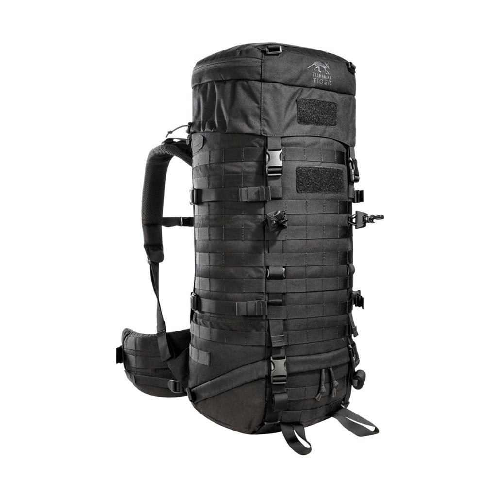 Mochila Base Pack 52 L negra con volumen ajustable, sistema de transporte cómodo y dos compartimentos