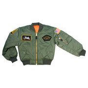 Chaqueta bomber infantil Top Gun MA1 FIGHT Zeená con parches decorativos