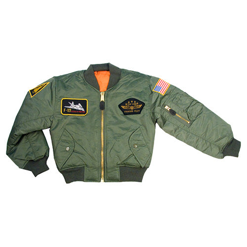 Chaqueta bomber infantil Top Gun MA1 FIGHT Zeená con parches decorativos