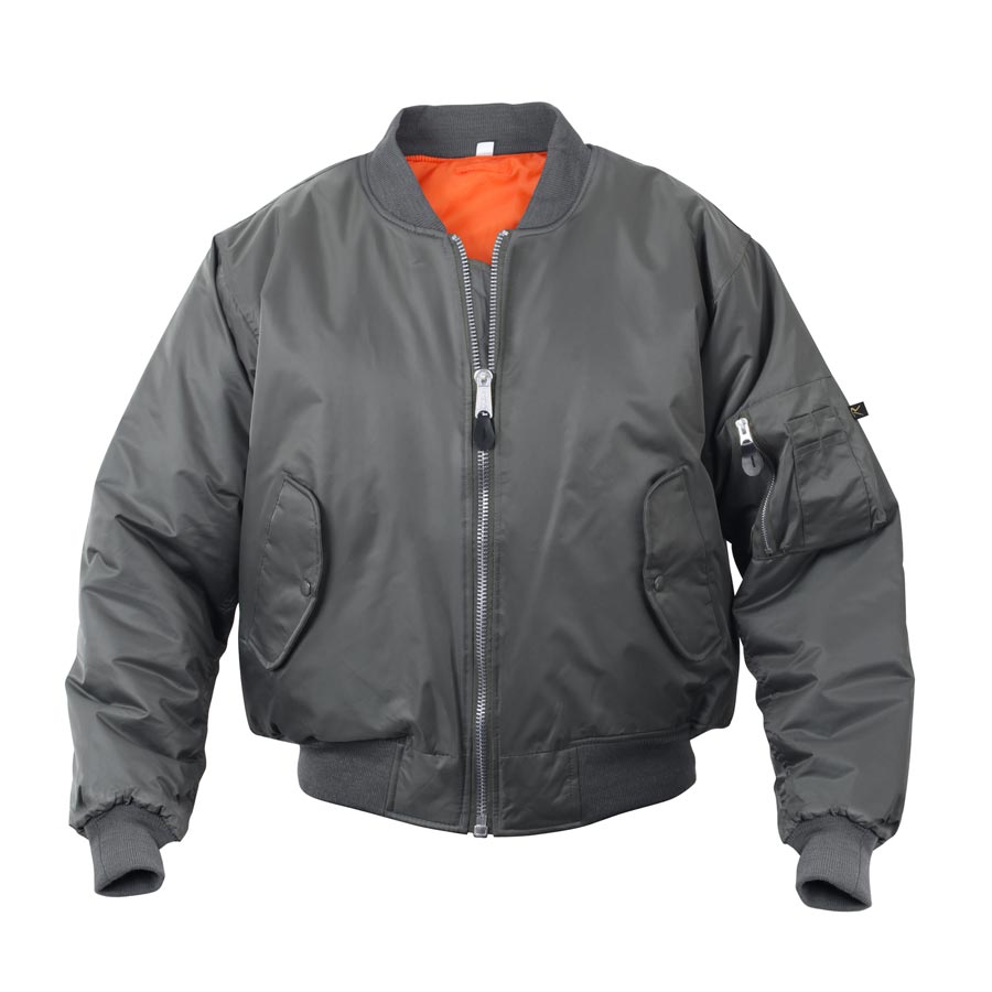 Chaqueta ULTRA FORCE MA-1 gris reversible, 100% nylon, bolsillo en la manga