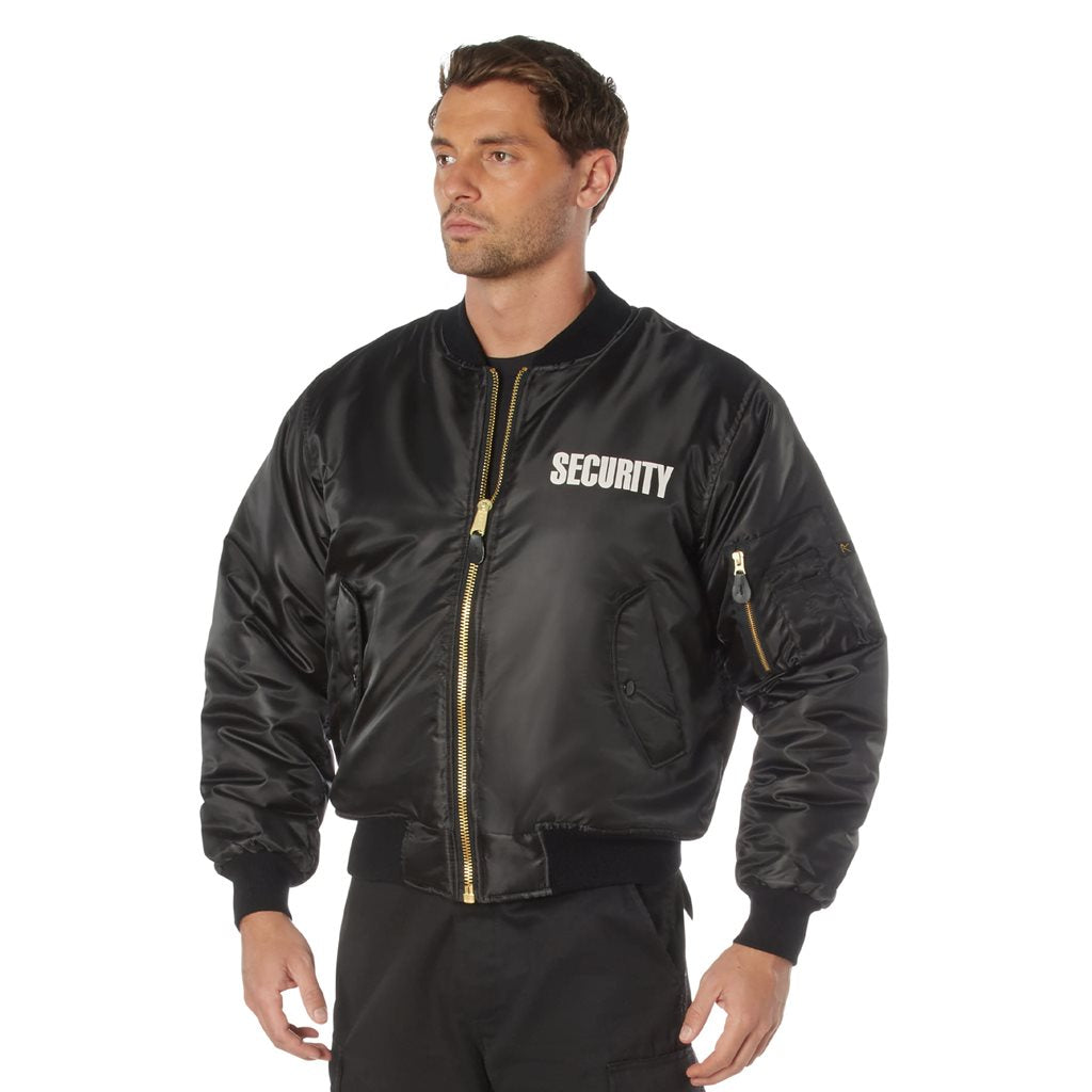 Chaqueta bomber SECURITY MA1 Flight negra, vista frontal