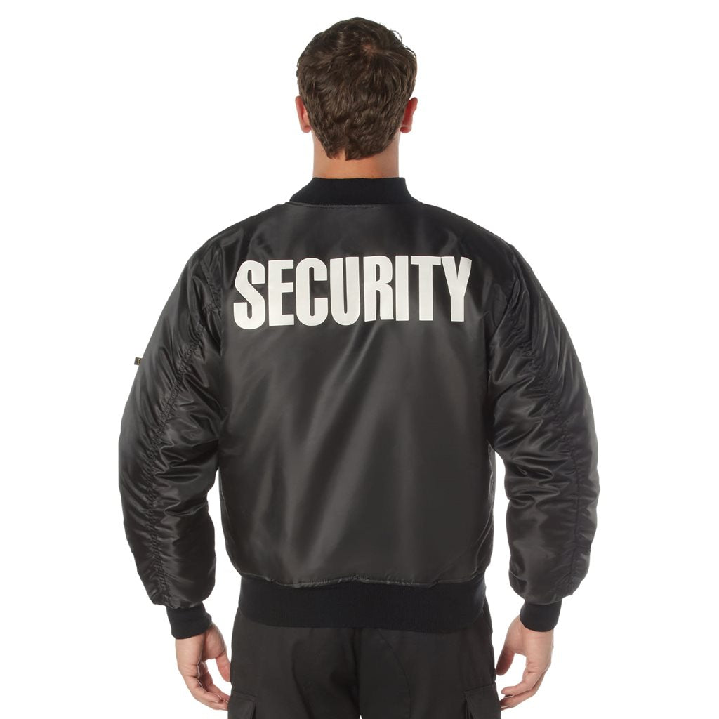 Chaqueta bomber SECURITY MA1 Flight negra, vista frontal