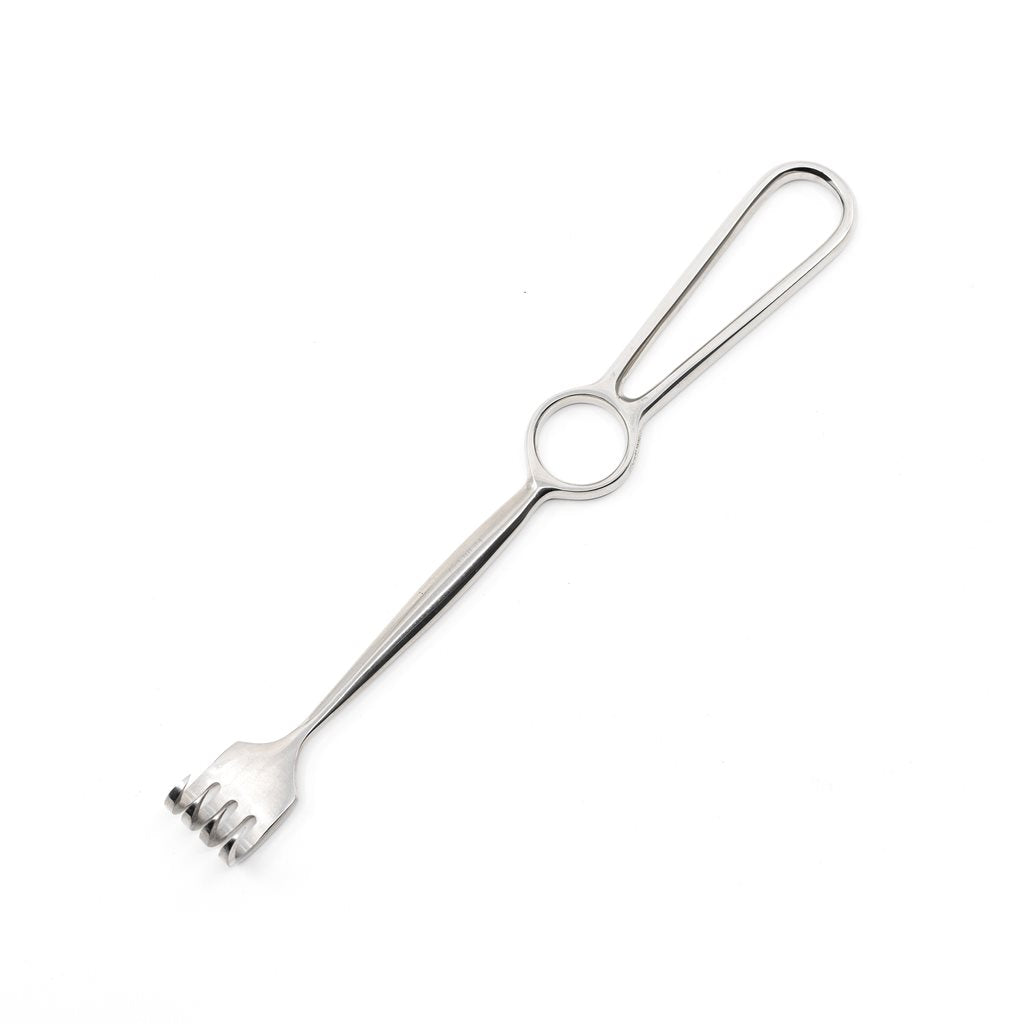 Gancho para heridas afilado de 4 dientes, acero inoxidable, 21,5 cm