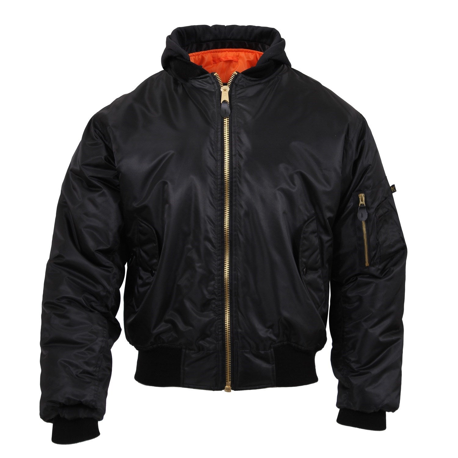 Chaqueta Bomber MA-1 con capucha negra, reversible con segundo lado naranja